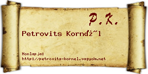 Petrovits Kornél névjegykártya