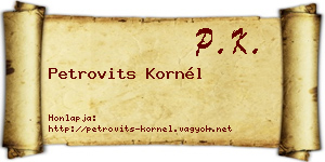 Petrovits Kornél névjegykártya